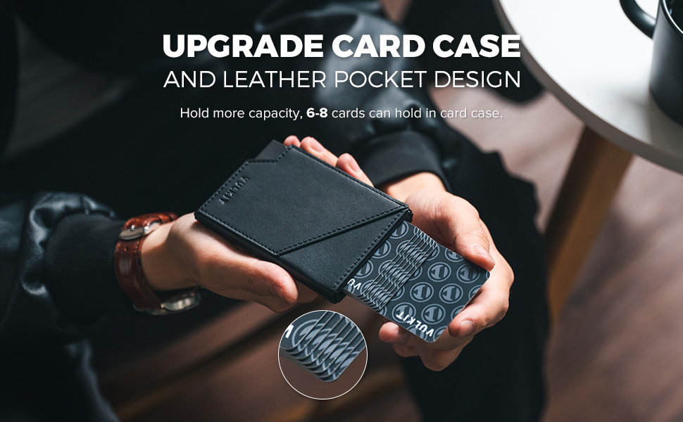 VULKIT Складаний картхолдер з RFID-захистом, тонкий алюмінієвий гаманець для кредитних карток, купюр та монет, темно-коричневий