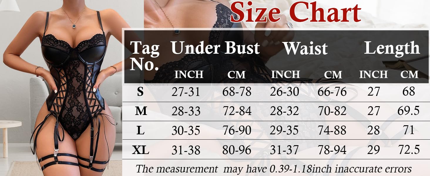 Сексуальний комплект спідньої білизни з екошкіри для жінок: еротичний нігліж та боді, чорний, S-XL