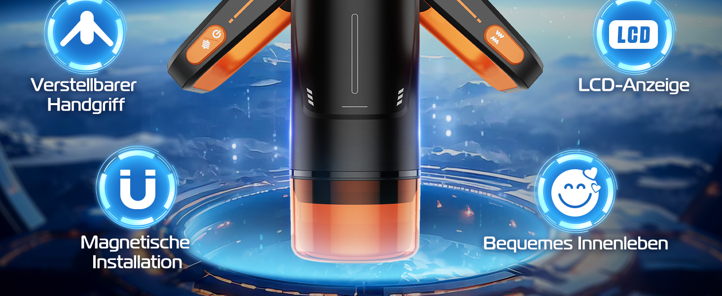 Інтимна іграшка для чоловіків Eanatoys Masturbieren - 9 вібраторів, телескопічна функція, 3D реалістична вагіна, LCD-дисплей, помаранчевий колір