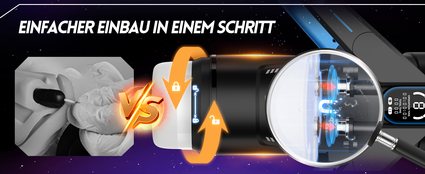 Інтимний масажер для чоловіків Eanatoys з 9 вібраціями, телескопічною функцією та LCD-дисплеєм (синій)