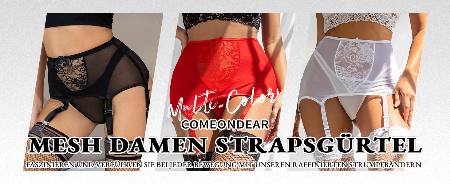 Жіночий широкий пояс-петля з 6 тримачами, мереживний стрінги, великі розміри, висока талія, регульовані гетри, червоний комплект спідньої білизни
