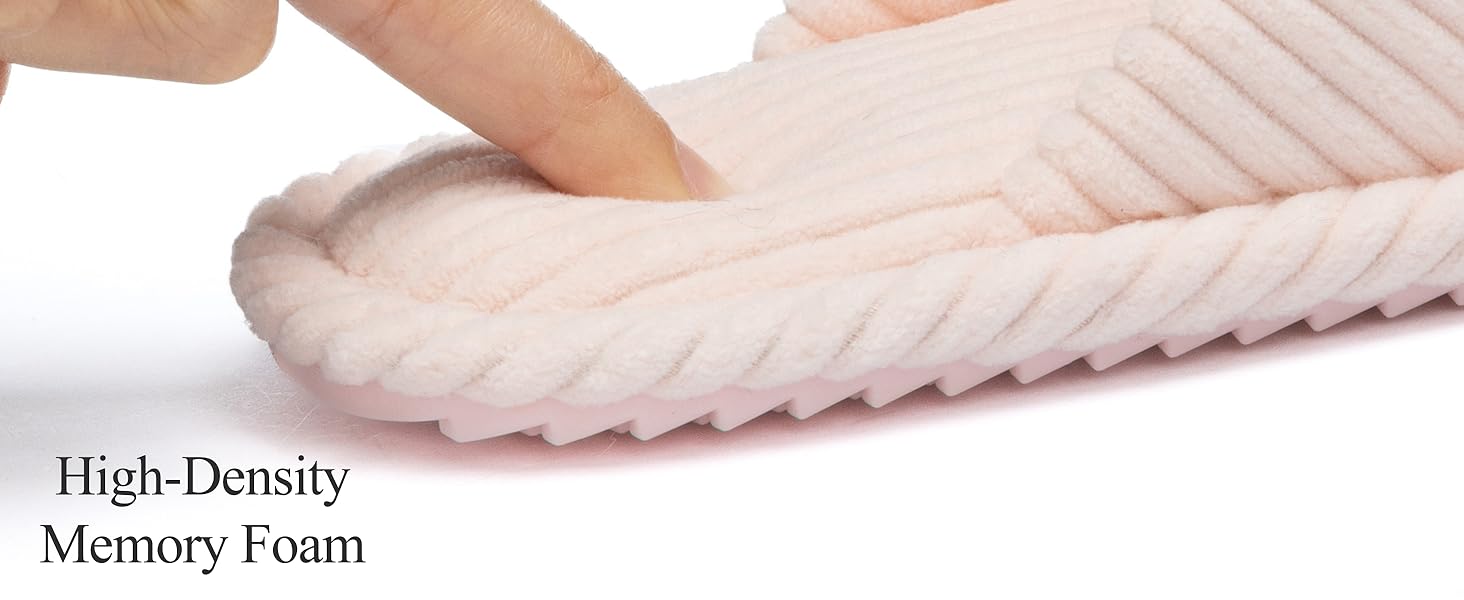 Жіночі домашні капці GOEWY з ефектом пам'яті (Memory Foam), текстильні тапочки з відкритим носком та бантом, протиковзальна підошва, рожеві, розмір 36/37 EU