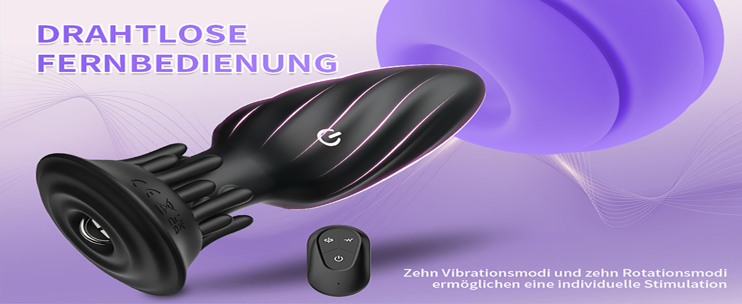 Вібратор для анусу TYDAY для жінок з 10 вібраціями, 360° обертанням, масажер простати, водонепроникний силікон, секс-іграшка для чоловіків та жінок з бездротовим пультом керування