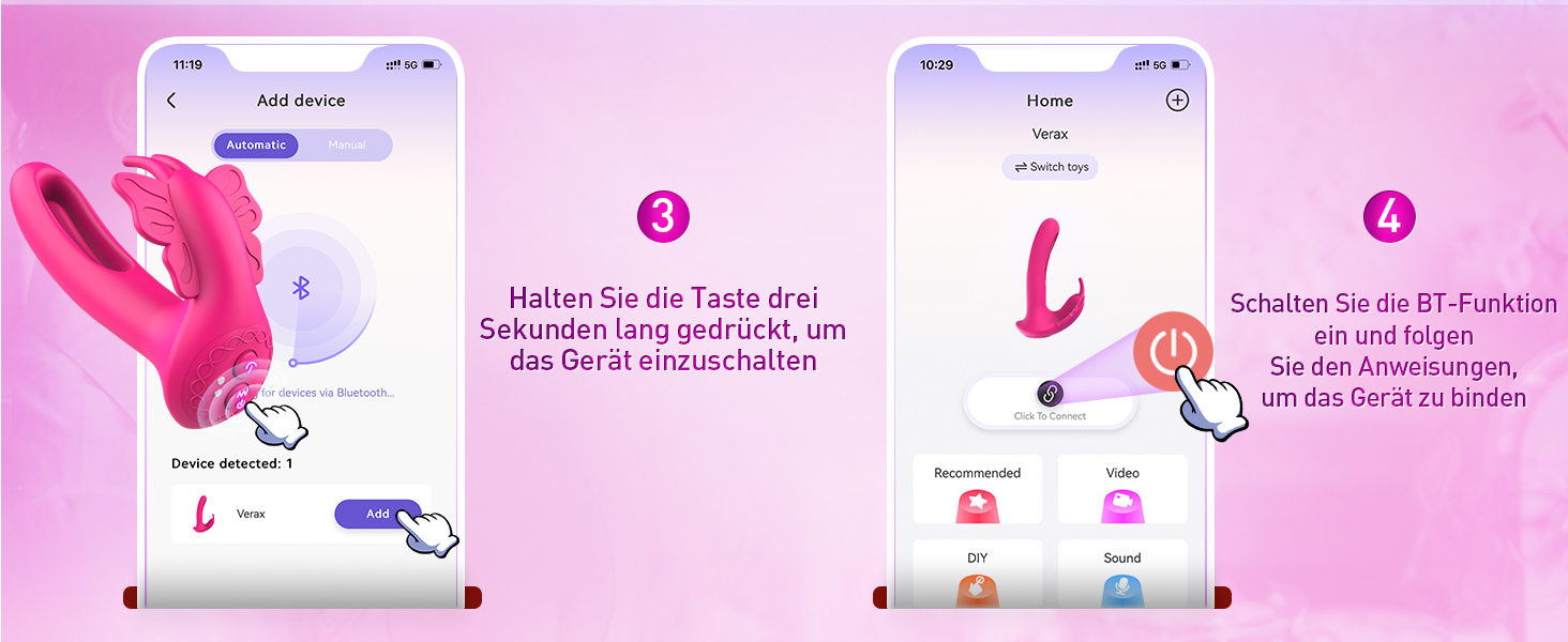 Вібратор для жінок G-точка та клітора - секс-іграшка з 9 режимами вібрації, 4в1, кролик, рожевий