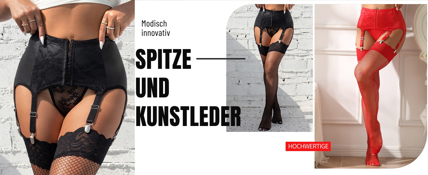 Чорний корсетний пояс-стрінг з штучної шкіри з мереживом. Комплект стрінги, стрінг-гуртки, шкарпеткові підтяжки. Великі розміри.