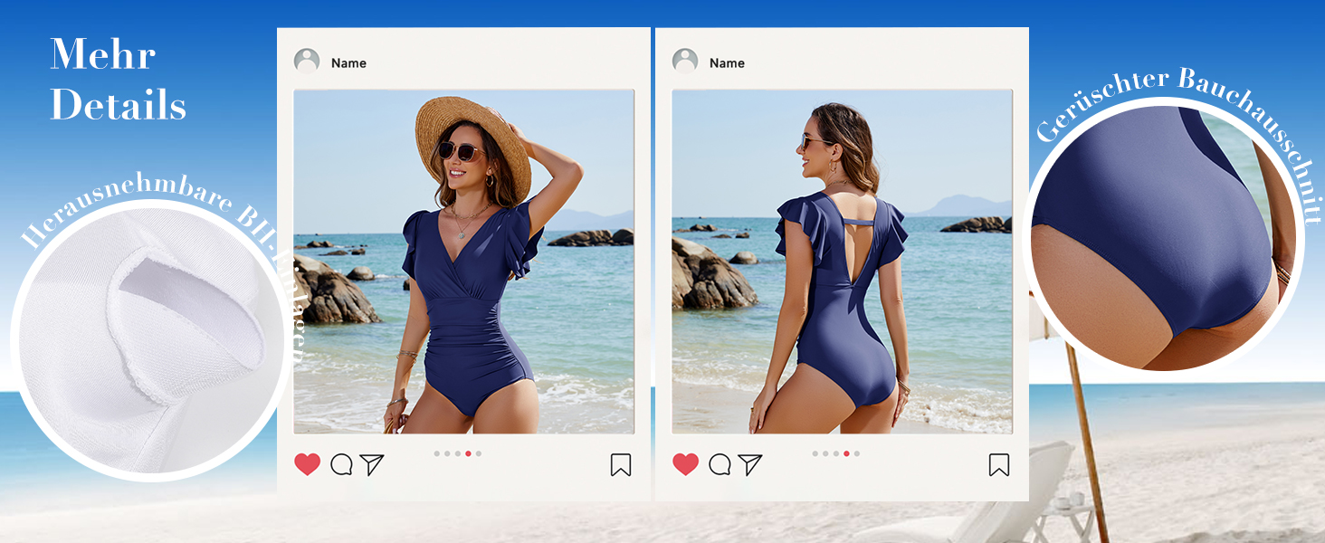 Чоловічий купальник Yuson Girl з рюшами, V-подібний виріз, корегуючий, суцільний, з пуш-ап, монокіні, чорний, XL