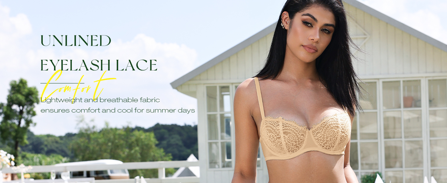 Бюстгальтер Balconette Deyllo для жінок з кісточками, пуш-ап, Dirndl, мереживо, великі розміри, м'які чашки, бралетт, глибокий виріз, сексуальний, без підкладки, слонова кістка 85C