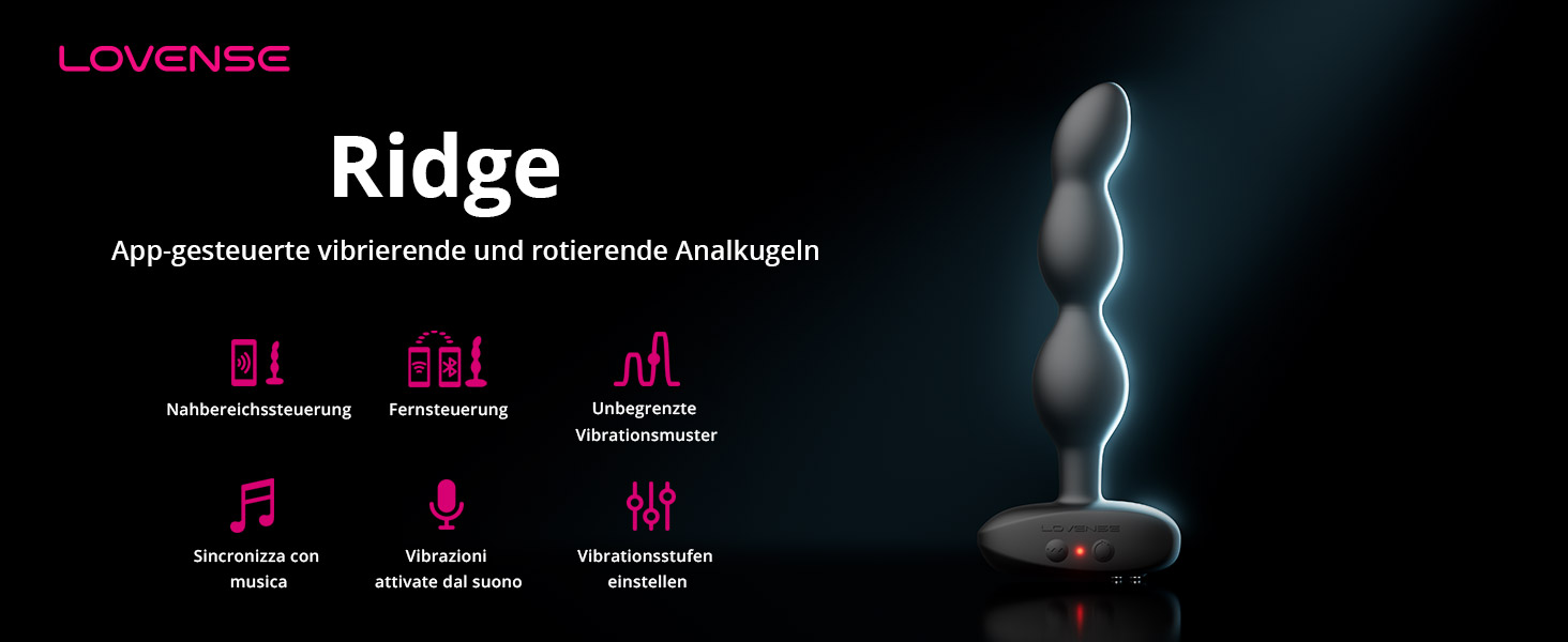 Вібратор анальний LOVENSE Ridge з пульсацією та ротацією, анальний плаг для чоловіків та жінок, з пультом дистанційного керування