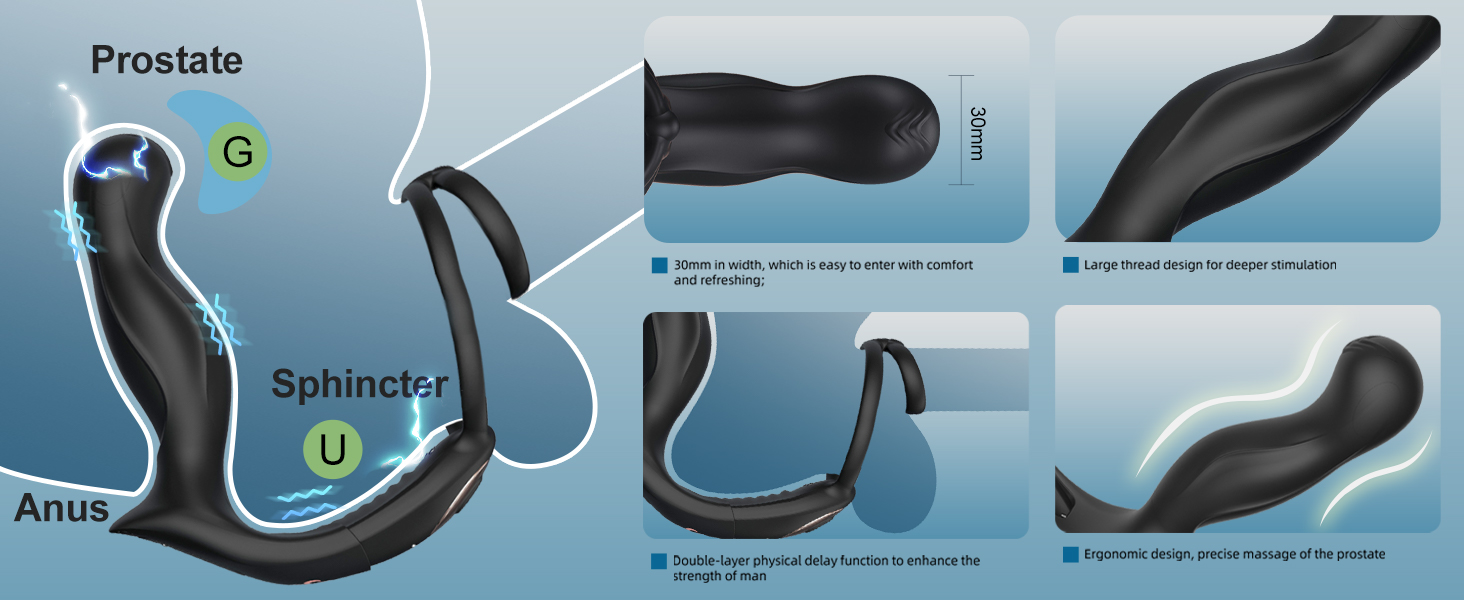 Анальний вібратор з електрошоком NAIXBTY для чоловіків: комплект з 3 електрошоком та 7 режимами вібрації, стимулятор простати, масажер, Buttplug, SM іграшка