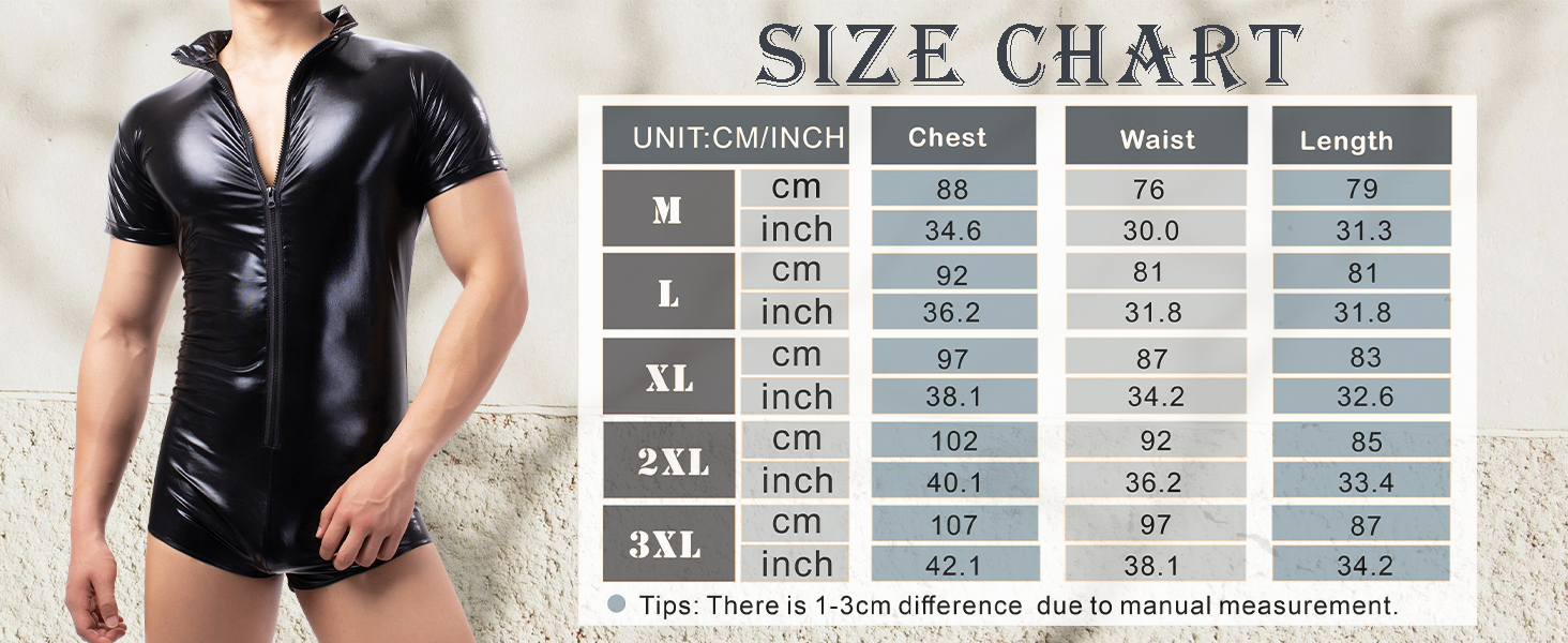 Чоловічі шорти без рукавів QiaTi з блискавкою, з екошкіри, боді з 2 кишенями, чорні, розмір L