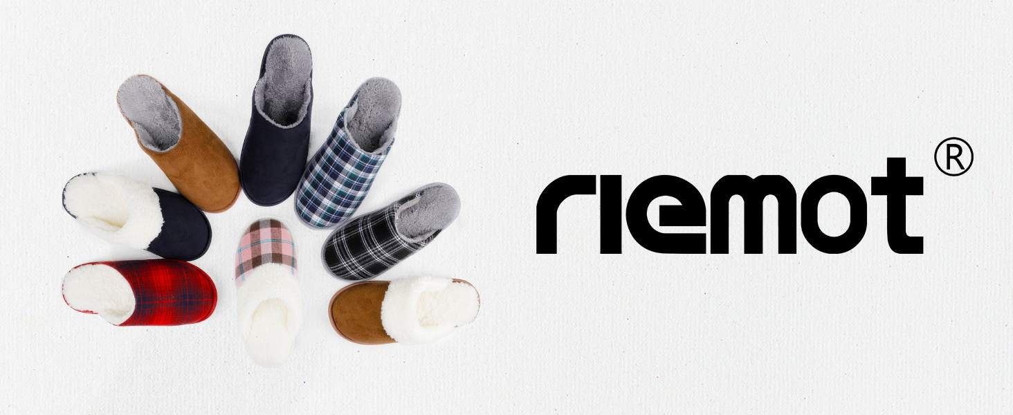 Чоловічі домашні капці riemot: теплі плюшеві тапочки-сліпери для дому та вулиці, м'які та легкі, осінь-зима, в клітинку (чорно-білі), розмір 40/41 EU