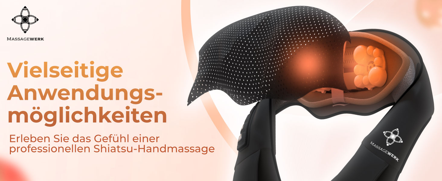 Електричний масажер для шиї та спини Shiatsu з функцією підігріву, ергономічний пристрій для зняття м'язової напруги та болю (Чорний)