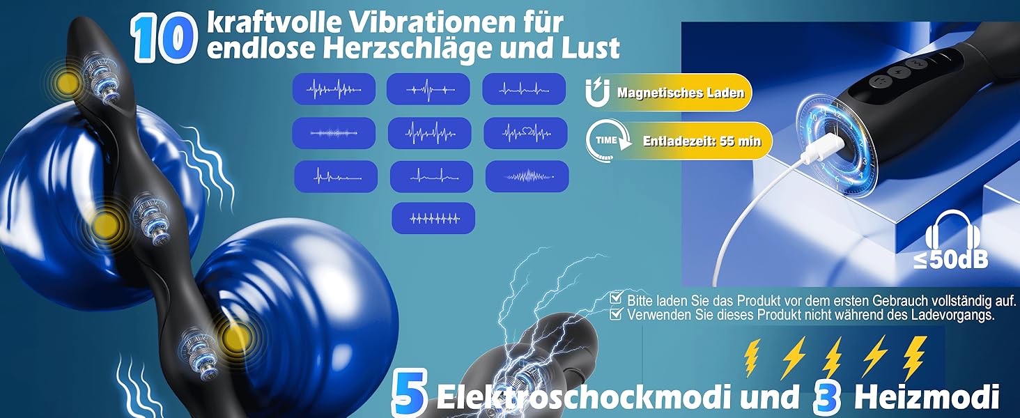 Анальні вібратори для чоловіків з електрошоком та стимуляцією простати, 10 режимів вібрації, 3 режими нагріву. Анальний плагін для чоловіків та жінок. Іграшки для дорослих, анальні плагіни для пар.