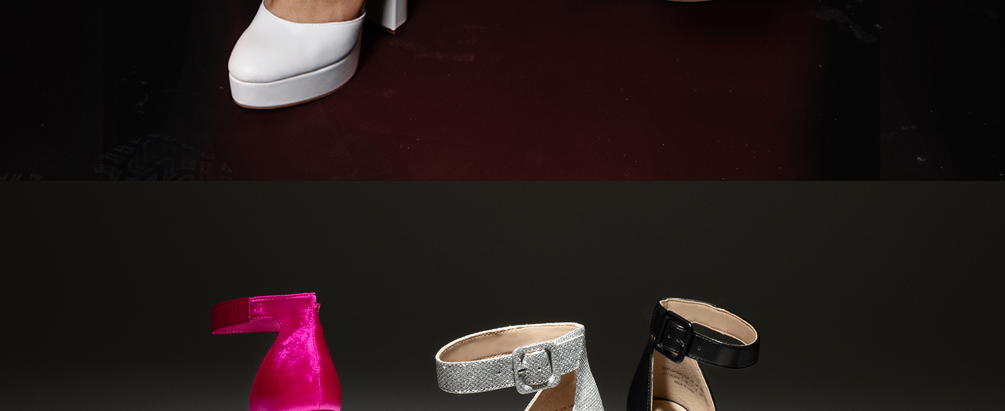 Жіночі туфлі на високих підборах та платформі DREAM PAIRS, чорні, екошкіра (PU), розмір 39 EU