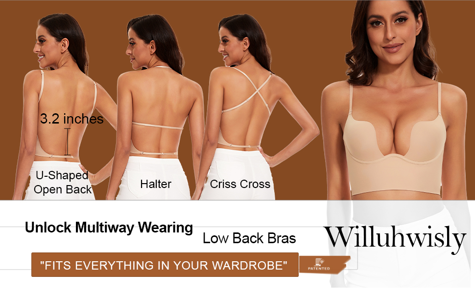 Безшовний бюстгальтер Willuhwisly для жінок, відкритий ззаду, 75C, бежевий