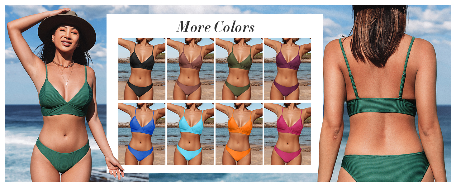 CUPSHE Купальник жіночий: двочастинний бікіні з високою талією, блакитний