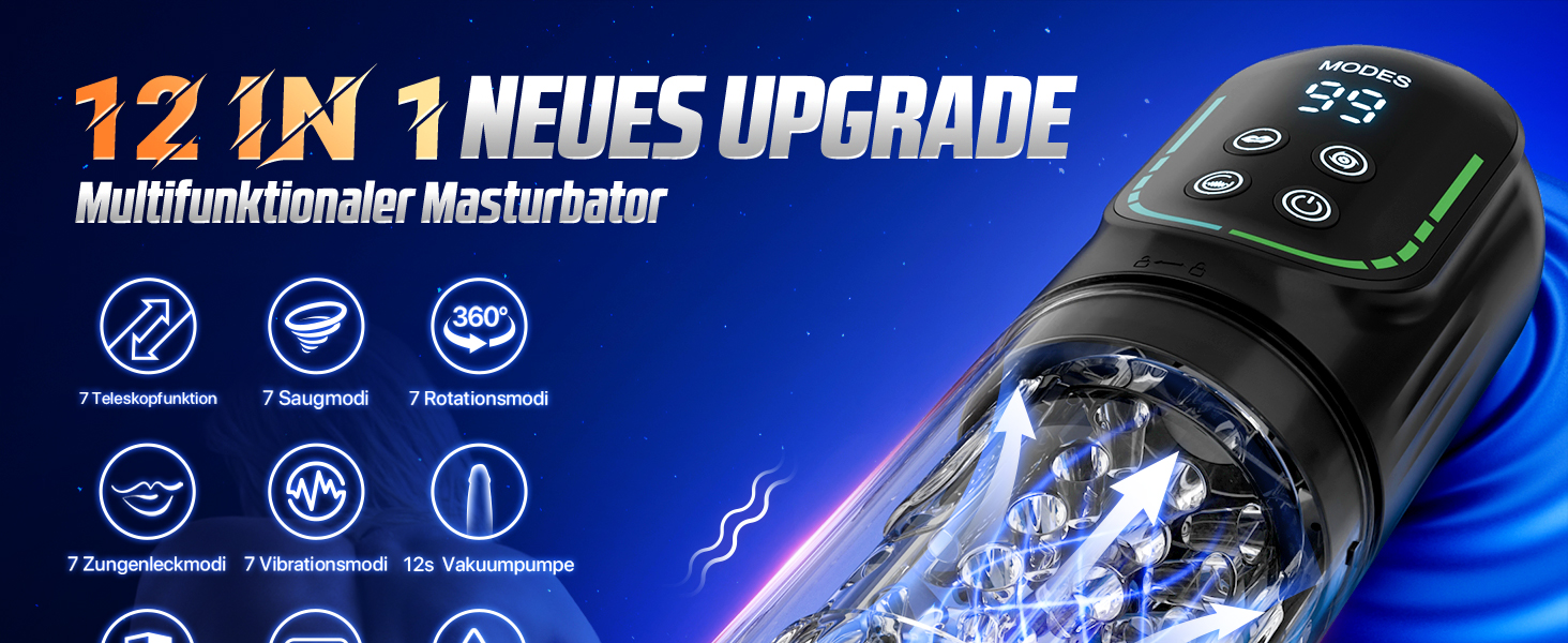 Електричний мастурбатор для чоловіків з телескопічною функцією, ротацією та функцією всмоктування. Реалістична імітація орального сексу, іграшка для чоловіків.