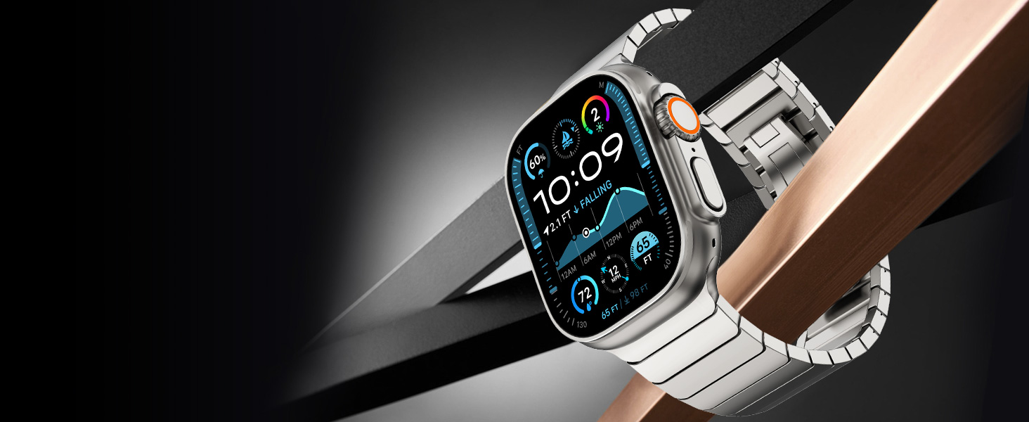 Металевий ремінець CHANCHY для Apple Watch Ultra 3/2/1, Series 11/10/9/8/7/6/5/4/3/2/1, SE — сталевий браслет-заміна (42, 44, 45, 46, 49 мм), титановий колір