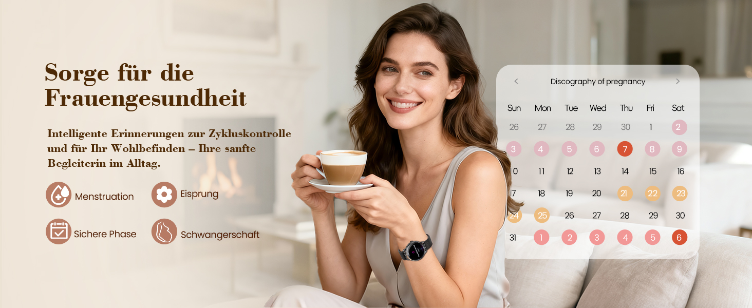 Смарт-годинник WalkerFit для жінок, круглий AMOLED дисплей 1.43