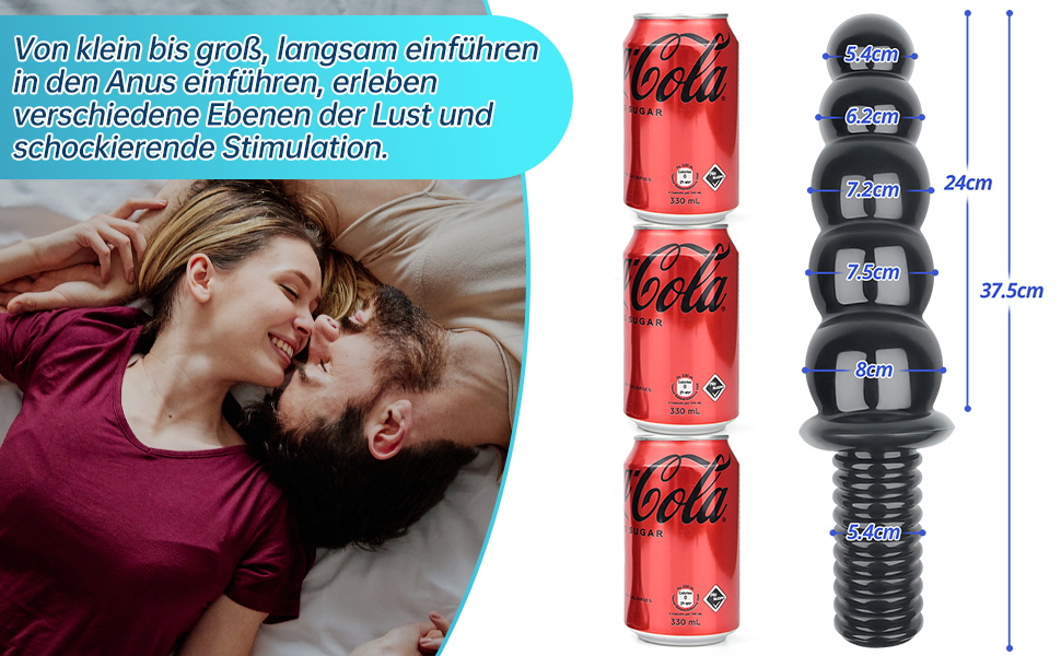 Анальний масажер Roluck Giant - гнучкий плагін з різьбою, 37.5 см, для чоловіків, жінок, пар. Масаж простати, PVC