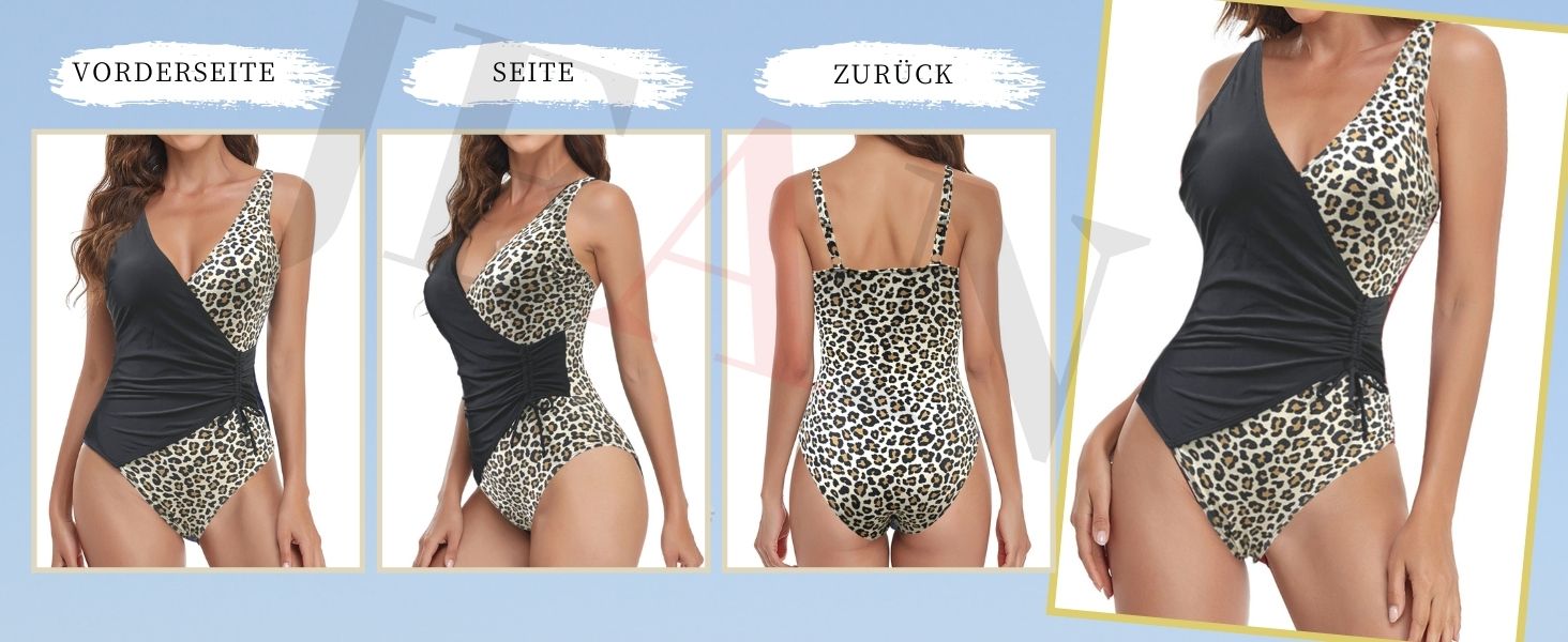 Жіночий купальник Monokini JFAN з глибоким V-вирізом, чорний, однотонний, розмір S