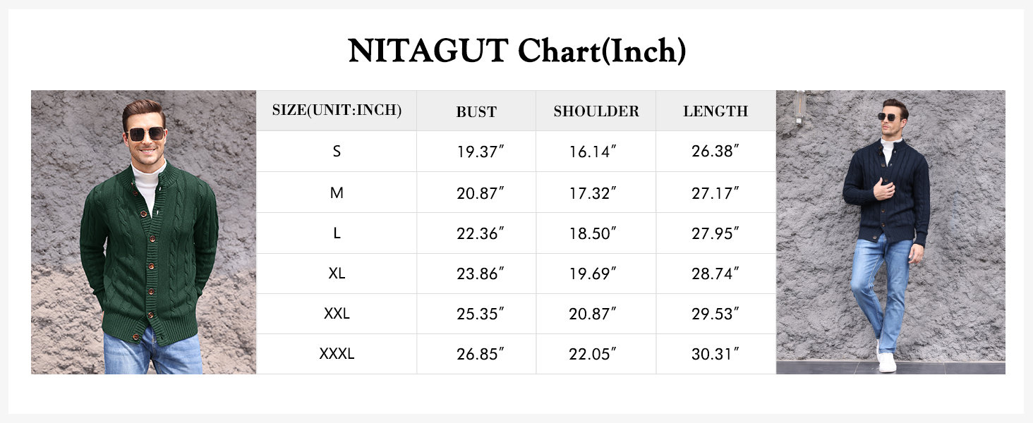 Чоловічий в'язаний кардиган NITAGUT на застібці, теплий зимовий Strickpullover, темно-синій (Navy Blue), приталений крій