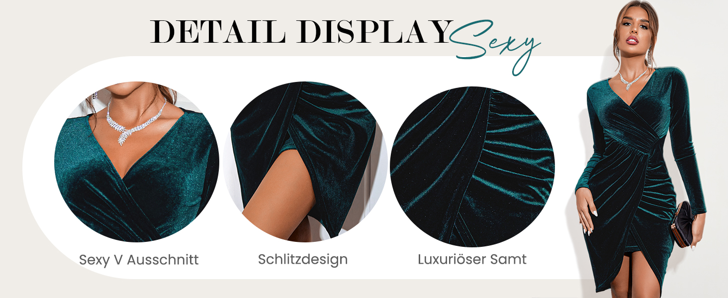 ZEAGOO Елегантне вечірнє плаття-футляр з атласу, довгим рукавом, V-подібний виріз, висока талія, для вечірок та клубів, чорне