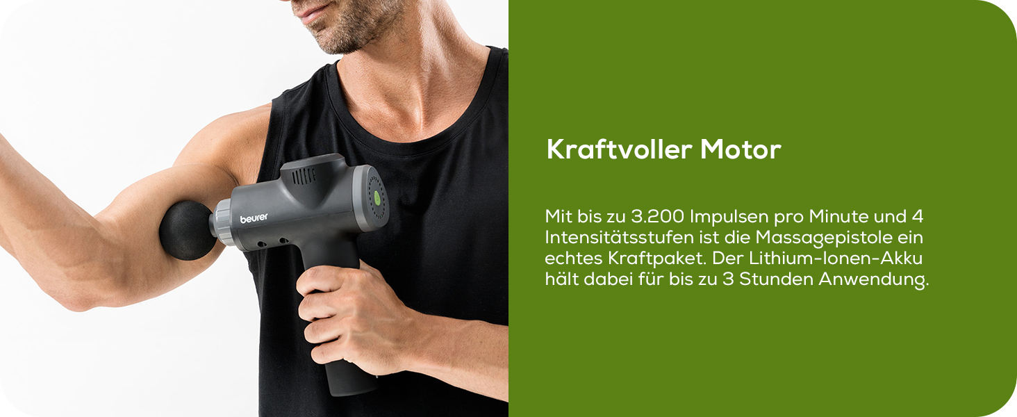Перкусійний масажер Beurer MG 79 Massage Gun Sensitive: компактний масажний пістолет для чутливих зон, 3 насадки та 3 рівні інтенсивності