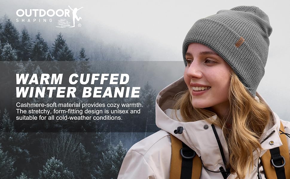 Зимова шапка з мериносової вовни Outdoor Shaping унісекс — тепла в'язана шапка з відкидним манжетом, сіра (Meliertes Grau)