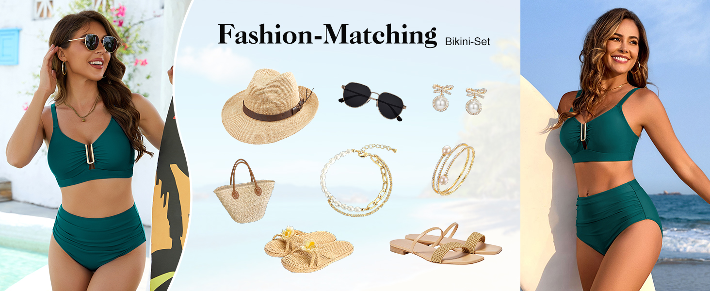 Бікіні жіночий комплект з пуш-ап, висока талія, слікучий ефект, двочастинний, сексуальний металевий U-подібний виріз з зав'язками, купальник, літня мода для жінок, чорний, розмір M