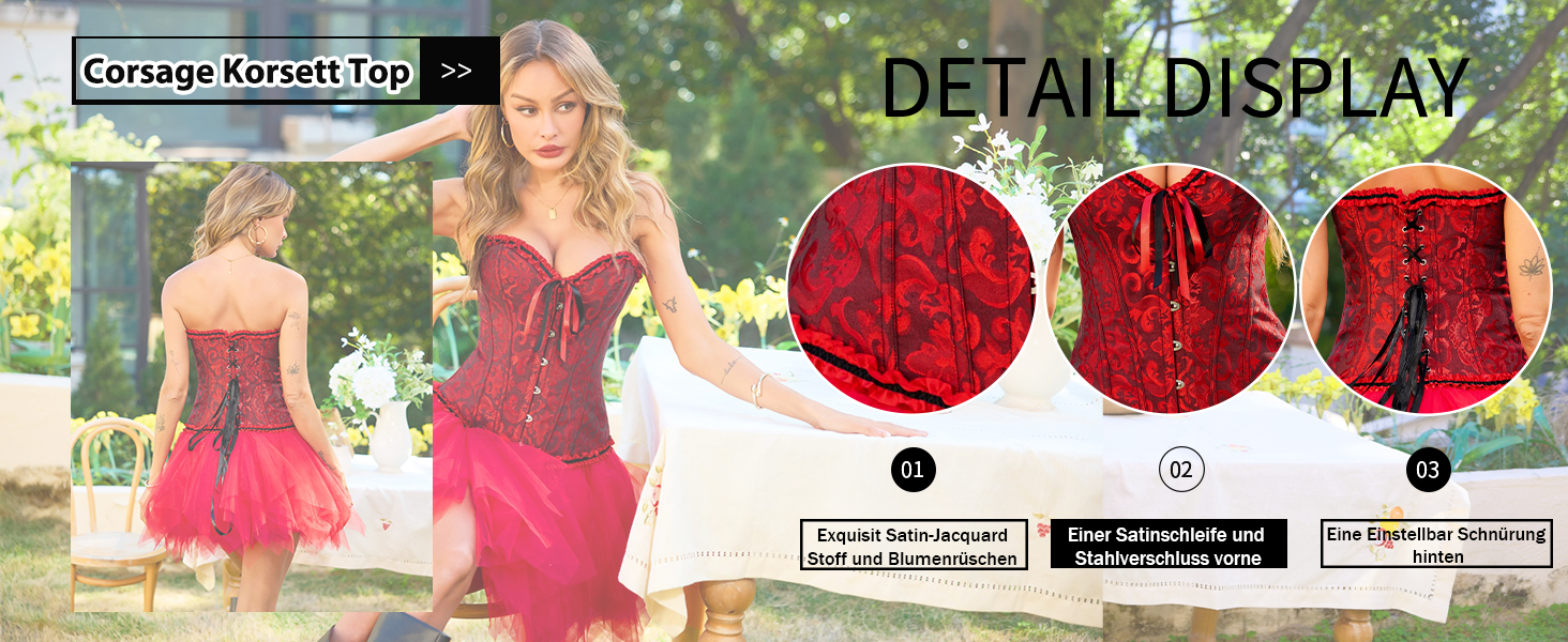 Корсет жіночий повномірний корсаж корсет топ готичний вінтажний корсаж сатиновий квітковий з кісточками бюстєль корсет топ для Хелловіну та карнавалу S-4XL блакитно-рожевий 4XL