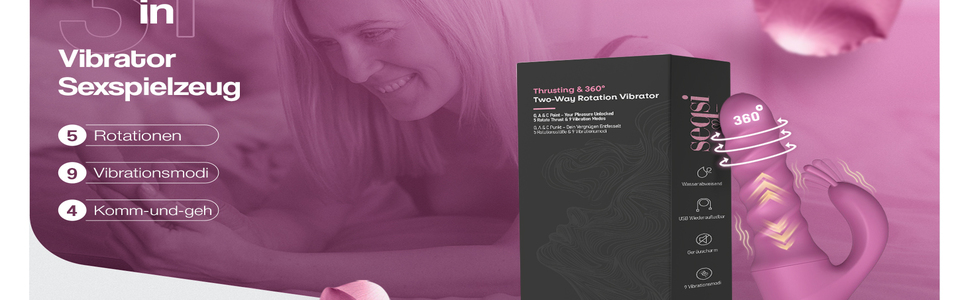 Вібратор для жінок: вібратор клітора, анальний вібратор, 360° ротація, A, C та G-точки