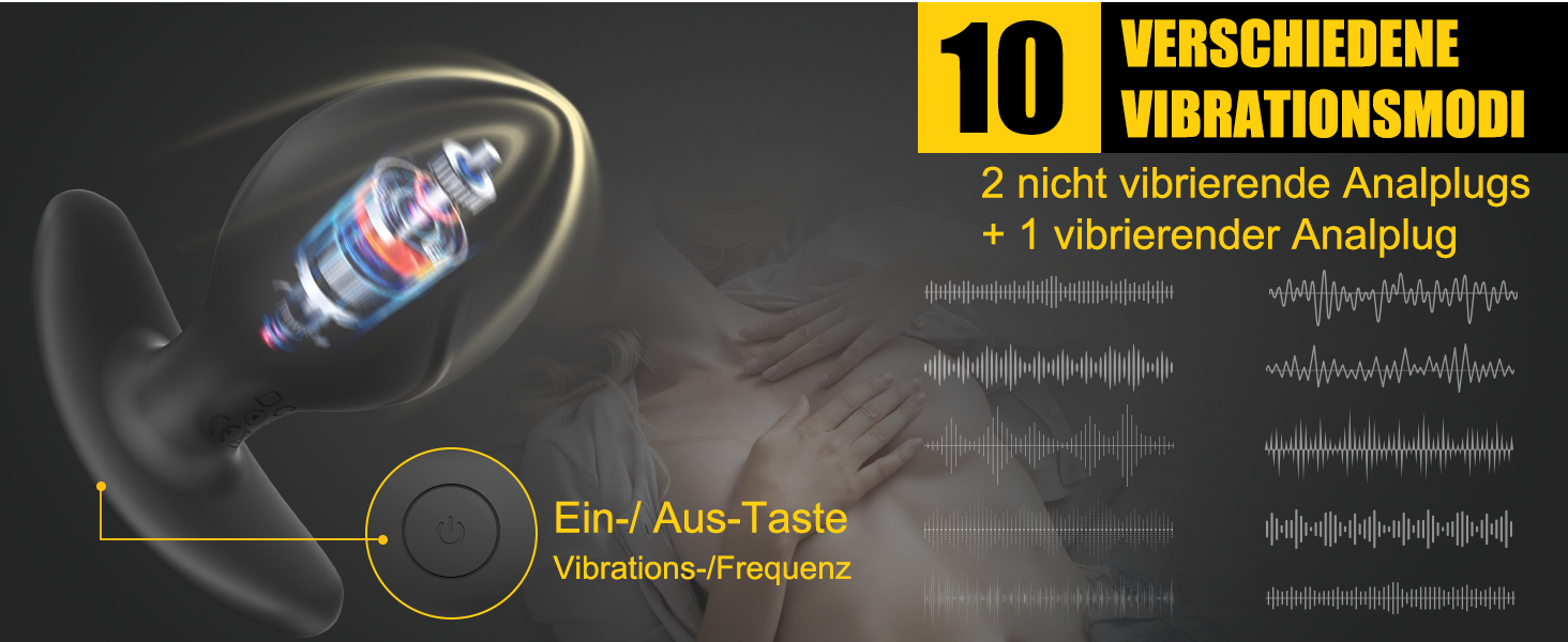 Набір анальних пробок Meeteel (4 шт.) з силікону з 12 режимами вібрації та 3 розмірами. Підходить для чоловіків та жінок, стимуляція простати.