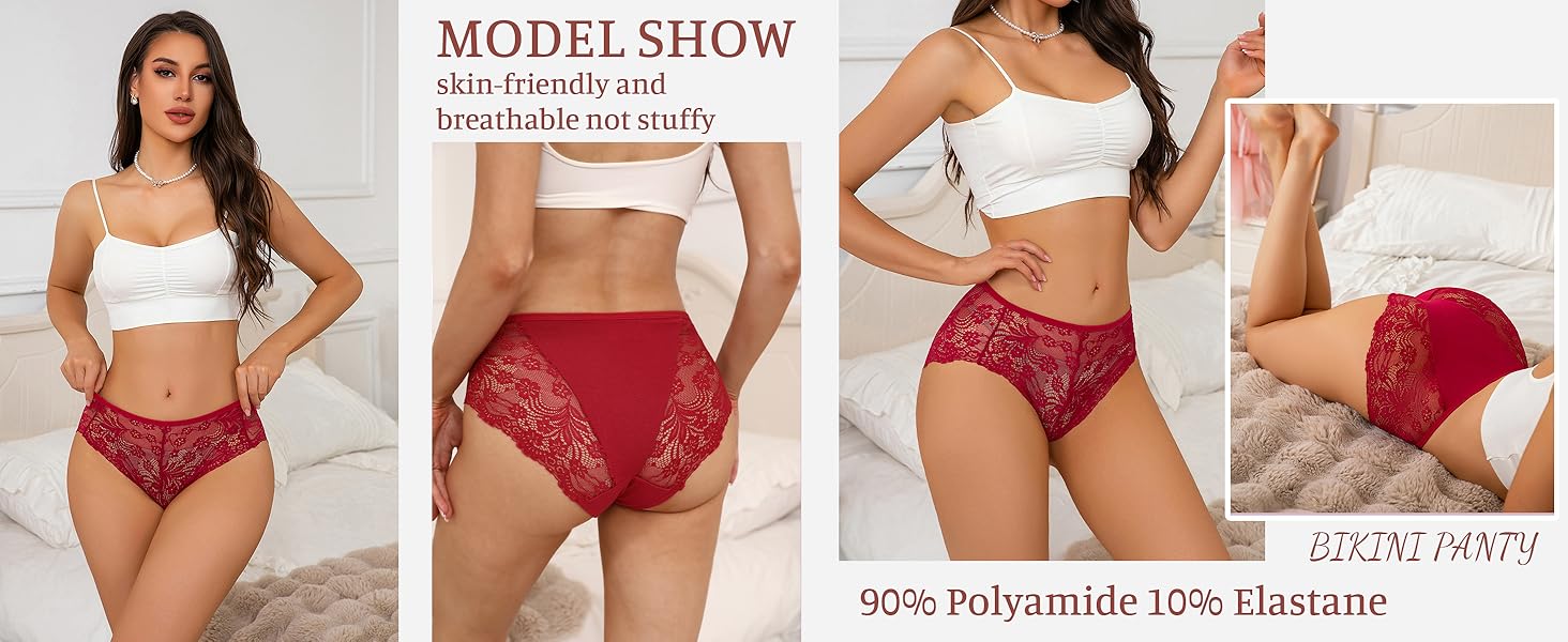 Сліпекс жіночі мереживні, безшовні, великі розміри, 6 шт. (чорний*2, червоний*2, рожевий*2)