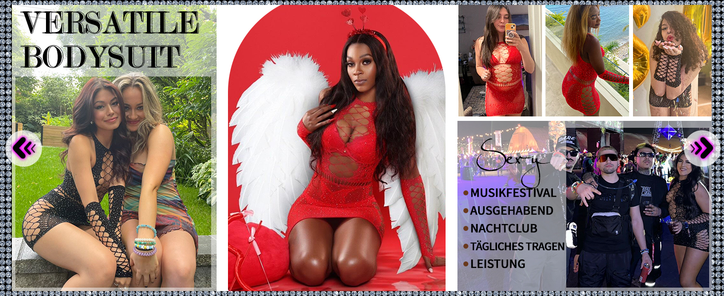 Елегантний жіночий комплект нижньої білизни Ella Lust: мереживний боді, сукня з паєтками та мереживні рукавички. Чорний, універсальний розмір.