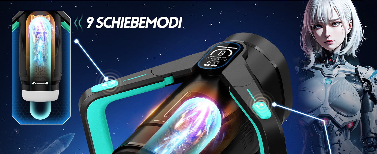 Інтимна іграшка для чоловіків Eanatoys Masturbieren з 9 вібраціями, телескопічною функцією та LCD-дисплеєм (зелена)