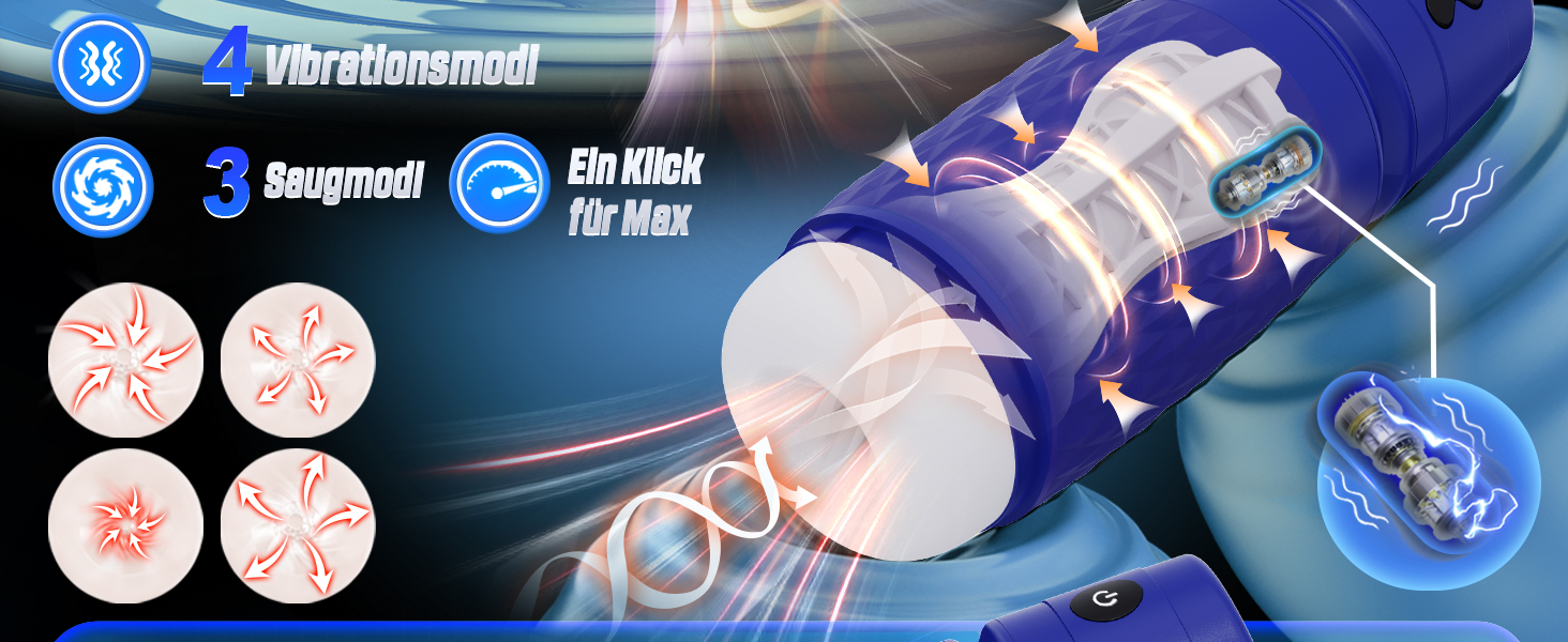 Іграшка для чоловіків Eanatoys Masturbieren – мастурбатор з 3 сосками, 4 вібраторами, 3D реалістична вагіна, функція імітації оргазму, портативна секс-іграшка, блакитна