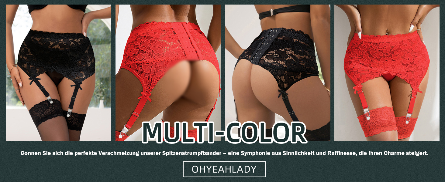 Сексуальний комплект спідньої білизни: страпгуртel з мереживом, широкі еластичні ремінці, чорний, великі розміри XL-XXL