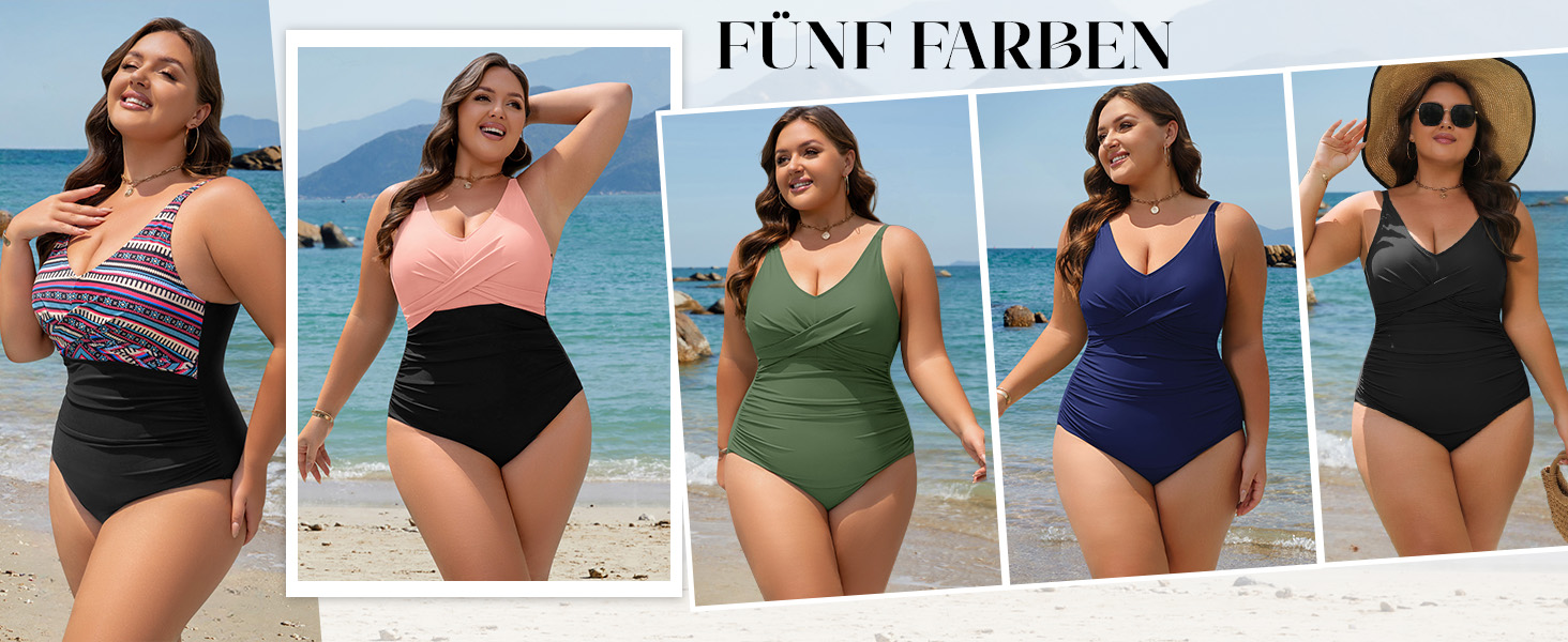 Чоловічий купальник Badeanzug Damen Bauchweg Figurformend Sexy V-Ausschnitt One Piece Swimsuit Verstellbare Schultergurte Seitentaille mit Farbblock Schwimmanzug Schwarz L