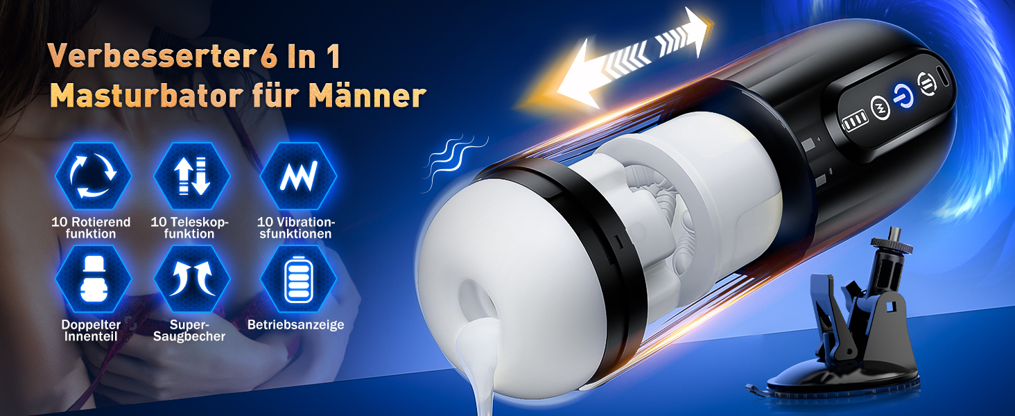 Електричний секс-іграшка PRONFANS для чоловіків: мастурбатор, вібрація, ротаційний механізм, 10 функцій, пеніс-насос, Blowjob