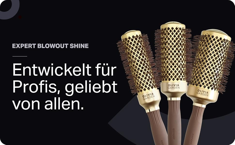 Керамічна кругла щітка для волосся Olivia Garden Expert Blowout Shine Gold & Brown, 35 мм — антистатична для гладких та блискучих локонів
