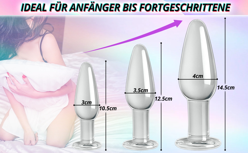 Анальні іграшки для дорослих: набір з 3 шт. (кришталь, конічної форми) для стимуляції G-точки, для жінок, чоловіків, пар