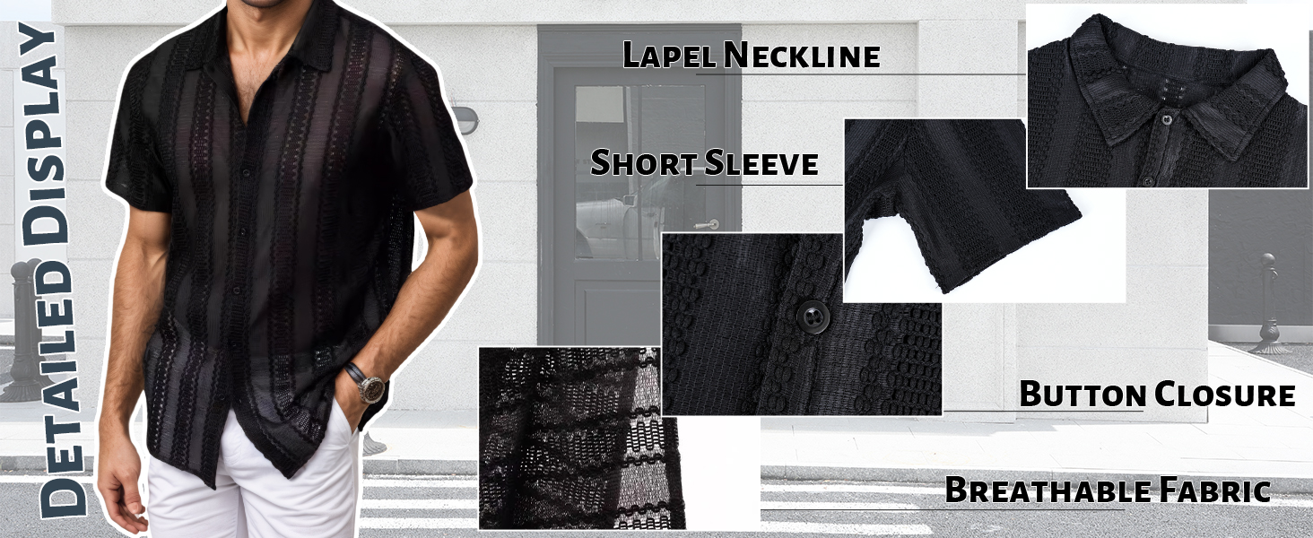 Чоловіча сорочка поло з мереживом AIEOE, літня, вільна, з короткими рукавами, чорна, розмір S-XXL