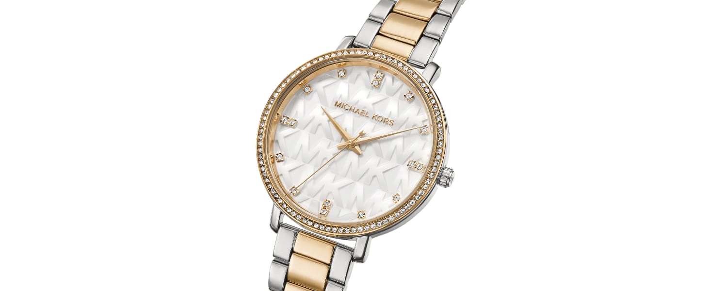 Жіночий годинник Michael Kors Pyper кварцовий, сталевий браслет, колір рожеве золото та білий циферблат