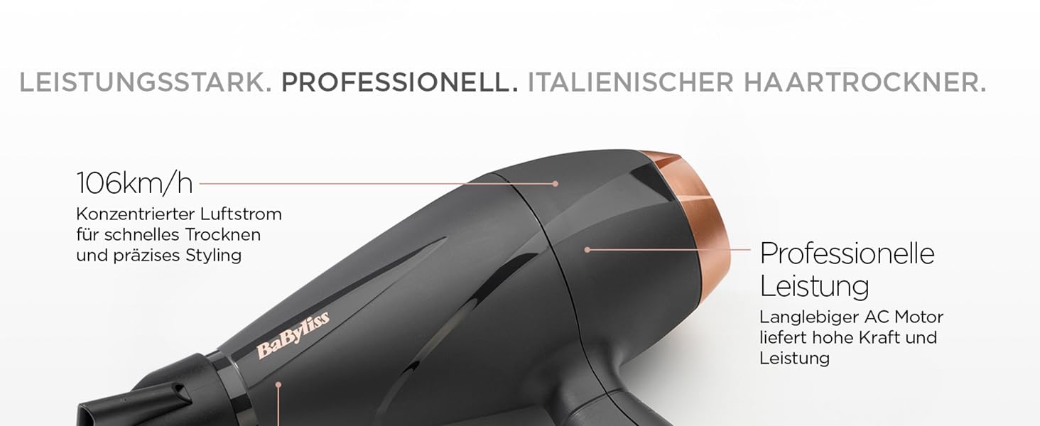 Фен для волосся BaByliss Smooth Pro 6709DE з дифузором, 2100 Вт, іонна технологія проти пухнання, 3 температурні режими, чорний