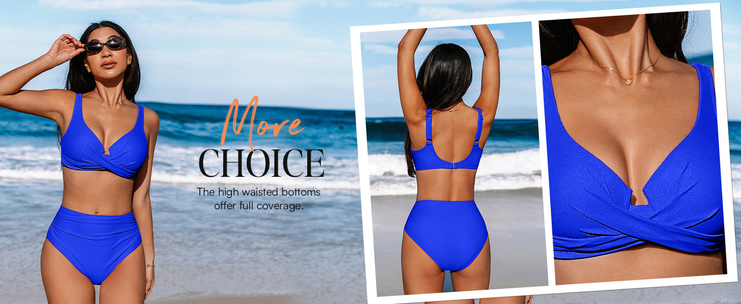 CUPSHE Бікіні жіночий комплект: зав'язування, перехрещення, пуш-ап, висока талія, двочастинний купальник, червоний, розмір XL