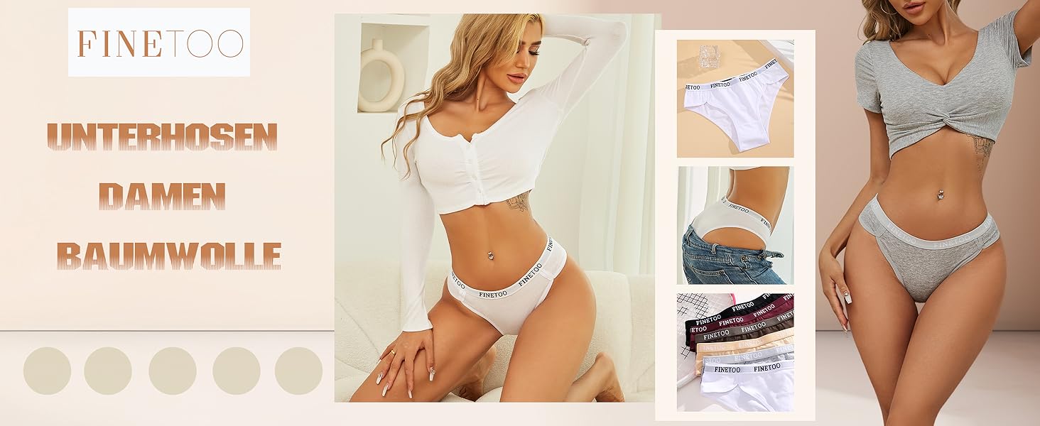 Набір трусиків FINETOO з 6 шт. - безшовні, мереживні, з низькою талією, S-XL