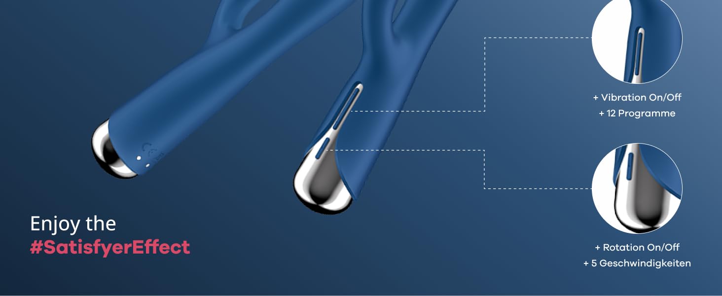 Satisfyer Spinning Rabbit - вібратор-зайчик | Стимуляція G-точки та клітора | Іграшка для дорослих з силікону | 12 вібрацій та 5 програм обертання | Blue