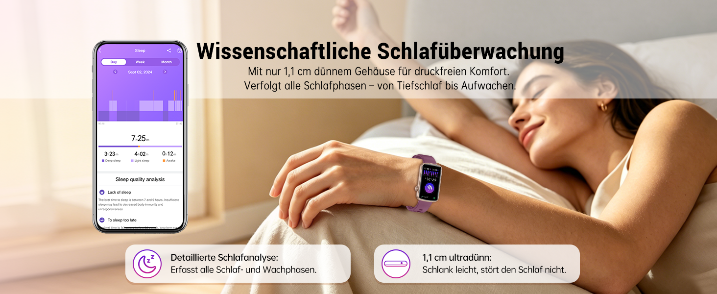 Смарт-годинник для жінок 1.47'' Fitness Tracker: моніторинг пульсу, SpO2, сну, крокомір, відстеження менструального циклу, сповіщення дзвінків та WhatsApp, сумісний з Android та iOS, чорний