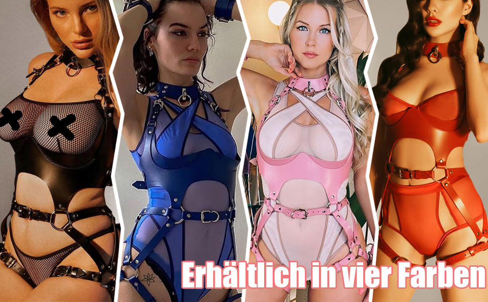 Жіночий шкіряний корсет-нагрудник ALMYMM: сексуальний аксесуар для Cosplay, вечірок та клубів. Нагрудник-збруя, пов'язки на стегна, ланцюги, SM-іграшки, червоний колір